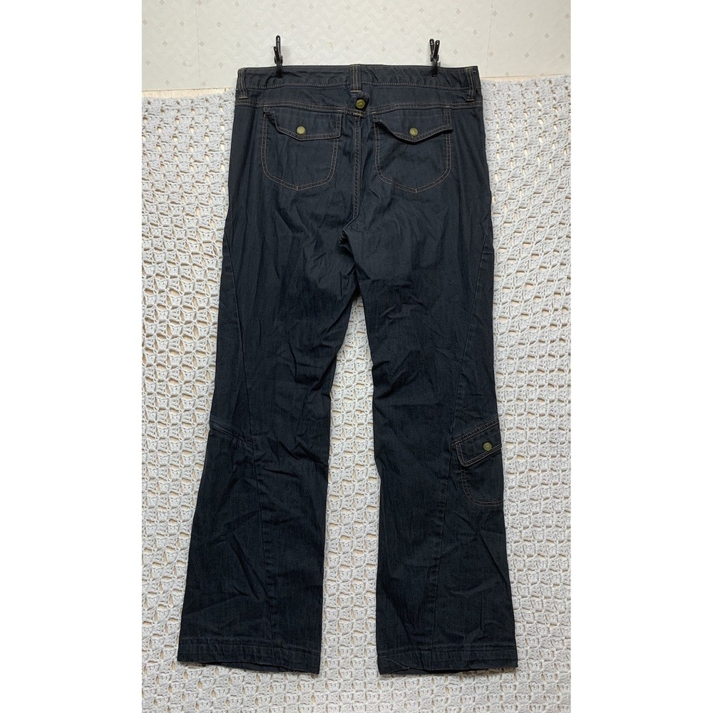 Athleta Dry Dipper Athletic Cargo Jeans Women Sz 14T Black Denim Bootcut